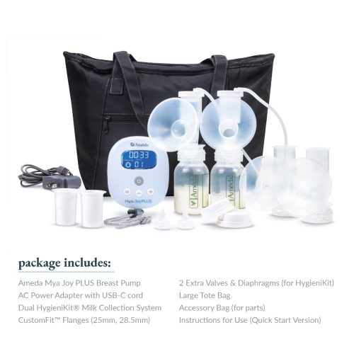 Ameda Mya Joy PLUS Rechargeable, Quiet, and Portable Double Breast Pump  with Tote